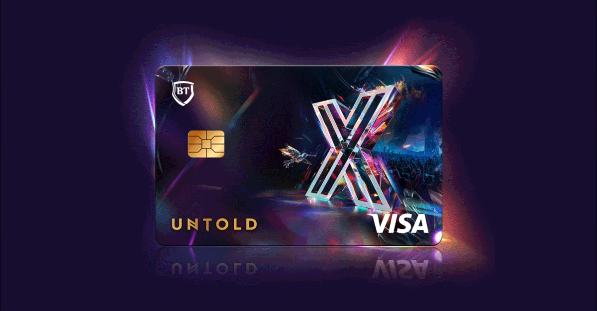 The physical version of the BT Visa UNTOLD UNTOLD card, between art and